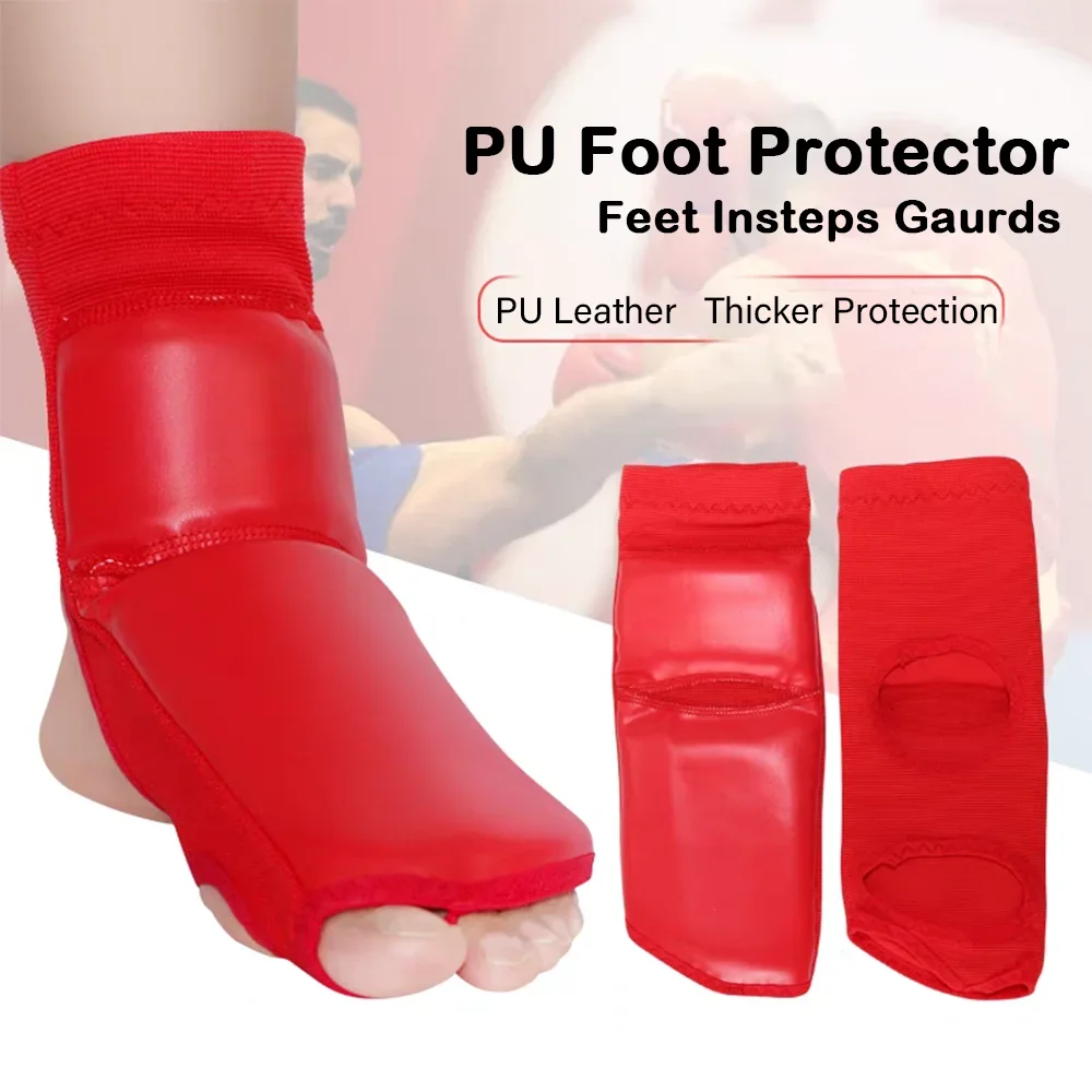 

1Pair Boxing Foot Insteps Guards Feet Protector MMA Muay Thai Wearproof PU Sanda Footpads Portable Instep Brace Taekwondo