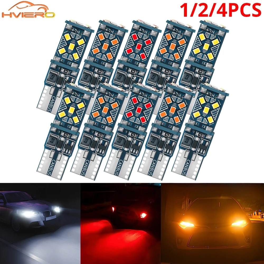 

1/2/4pcs Car T10 2016 15SMD W5W 194 Side Wedge Turn Signal Clearance Light LED Bulb Ultra Bright Auto Reverse Brake Parking Lamp