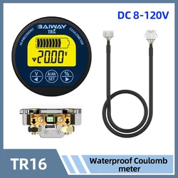 TR16 DC 8-120V 50A 100A 350A Waterproof Battery Capacity Tester Coulometer Voltage Current Meter LCD Display Ammeter Voltmeter