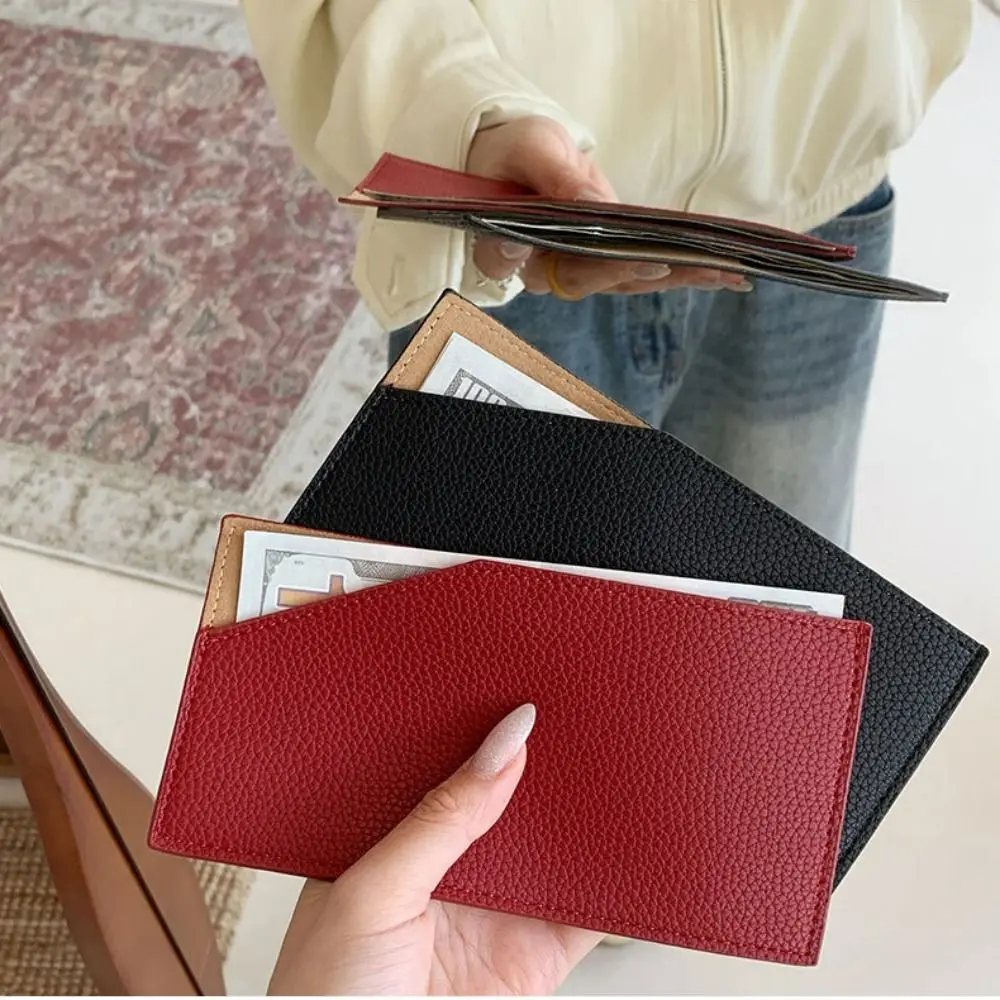 Versatile Portable Ultrathin Long Wallet PU Lightweight Women Wallet Korean Style Ticket Clip Storage Bag Cards Purse Work