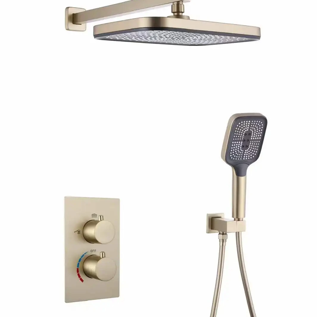 

BRUSHED GOLD Bathroom Shower Set Wall Mount Shower system Rainfall Bathroom Shower Set