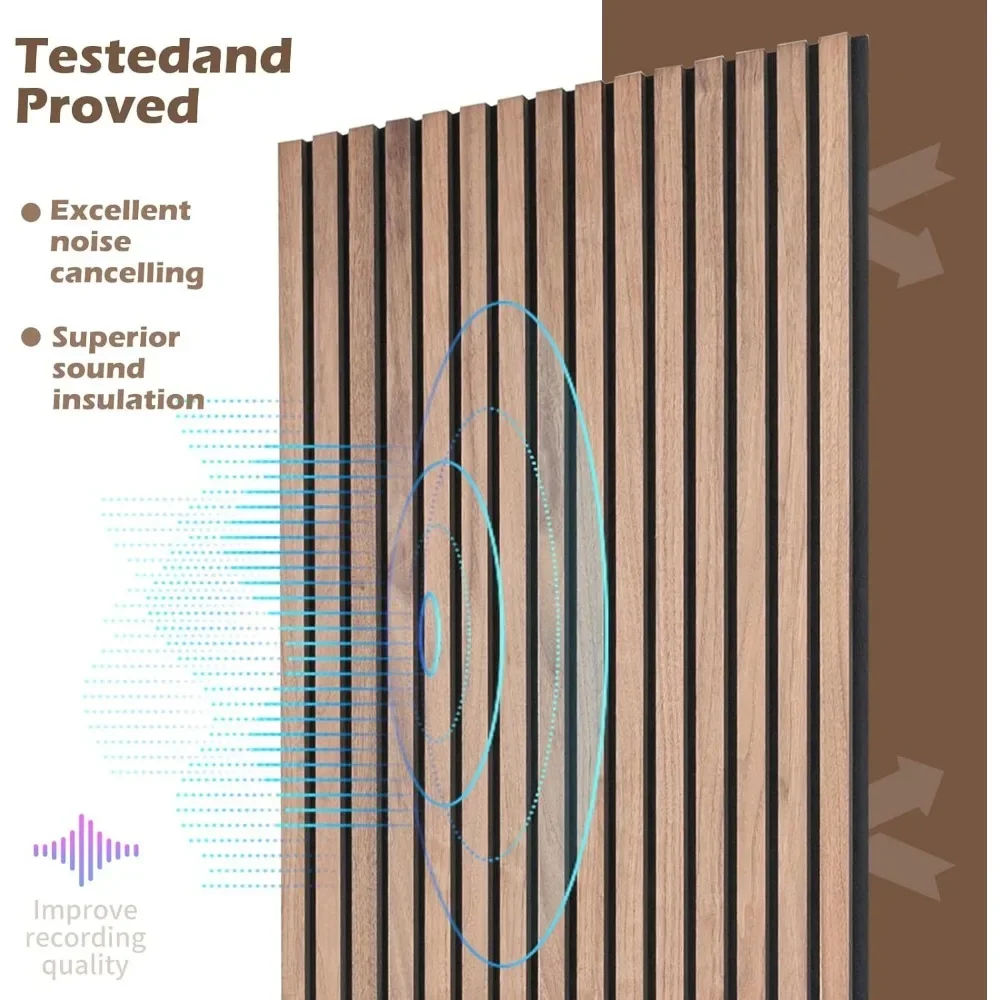 Slat de madeira acústica para parede e teto, painel decorativo à prova de som, painel 3D, 39,49 "x 23,62" cada caixa