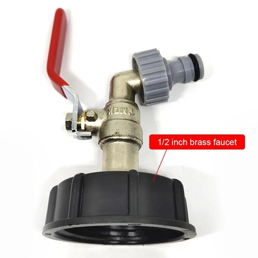 IBC Tank Tap Adapter DN50 60-15MM Garden Hose Adapter 1/2 Inch Brass Faucet Replacement Valve Hose Connector for Irrigation