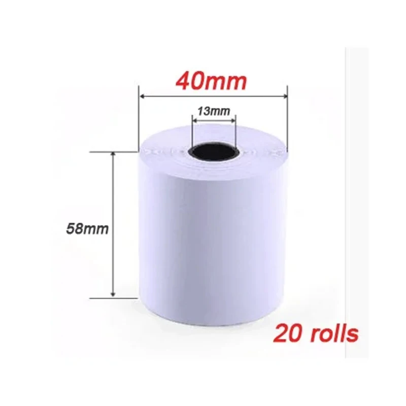 20 Rolls/Lot 58mm*40mm Thermal POS Printer Paper Thermal Receipt Paper for Mobile PDA Terminal POS Printer