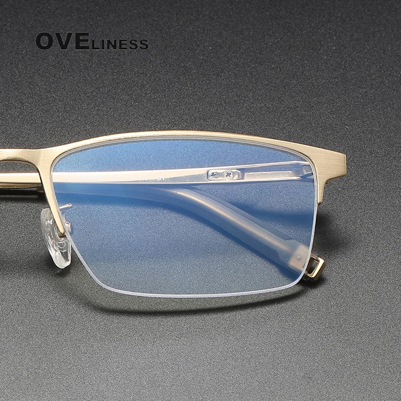 

2025 pure Titanium Glasses Frame Men Square Eyeglasses Frames Retro Vintage half Eyewear male High Quality Spectacles
