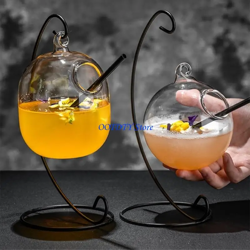 367A Beverage Container Floating Cocktail Drinking Vessel With Metal Support Base