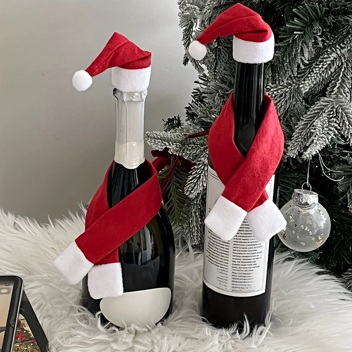 Christmas Creative Wine Bottle Cover Set, Champagne And Red Wine Bags For Festive Decoration, For Hotels, Restaurants, And Homes