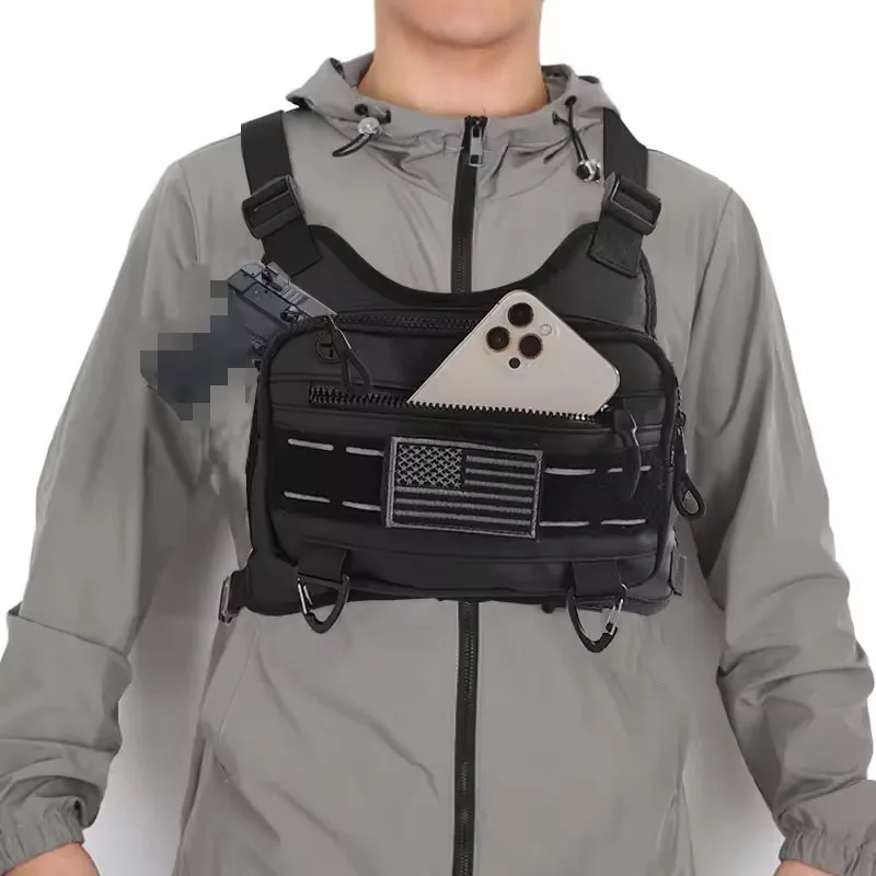 Sports Chest Bag Waterproof Lightweight Front Chest Pack Running Vest Bag With Built-In Phone Holder for Running Cycling