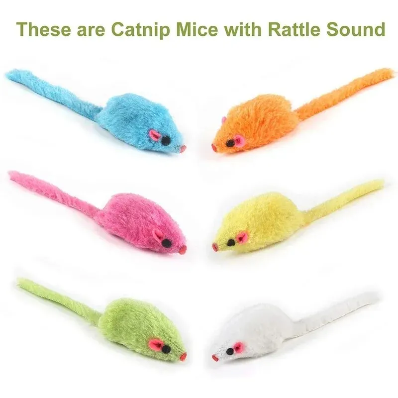 Cat Mouse Toys Rattle Mouse Cat Toy Assorted Interactive Cat Toys for Indoor Kitten Cats Catch Play Mouse Toy Sound Mouse