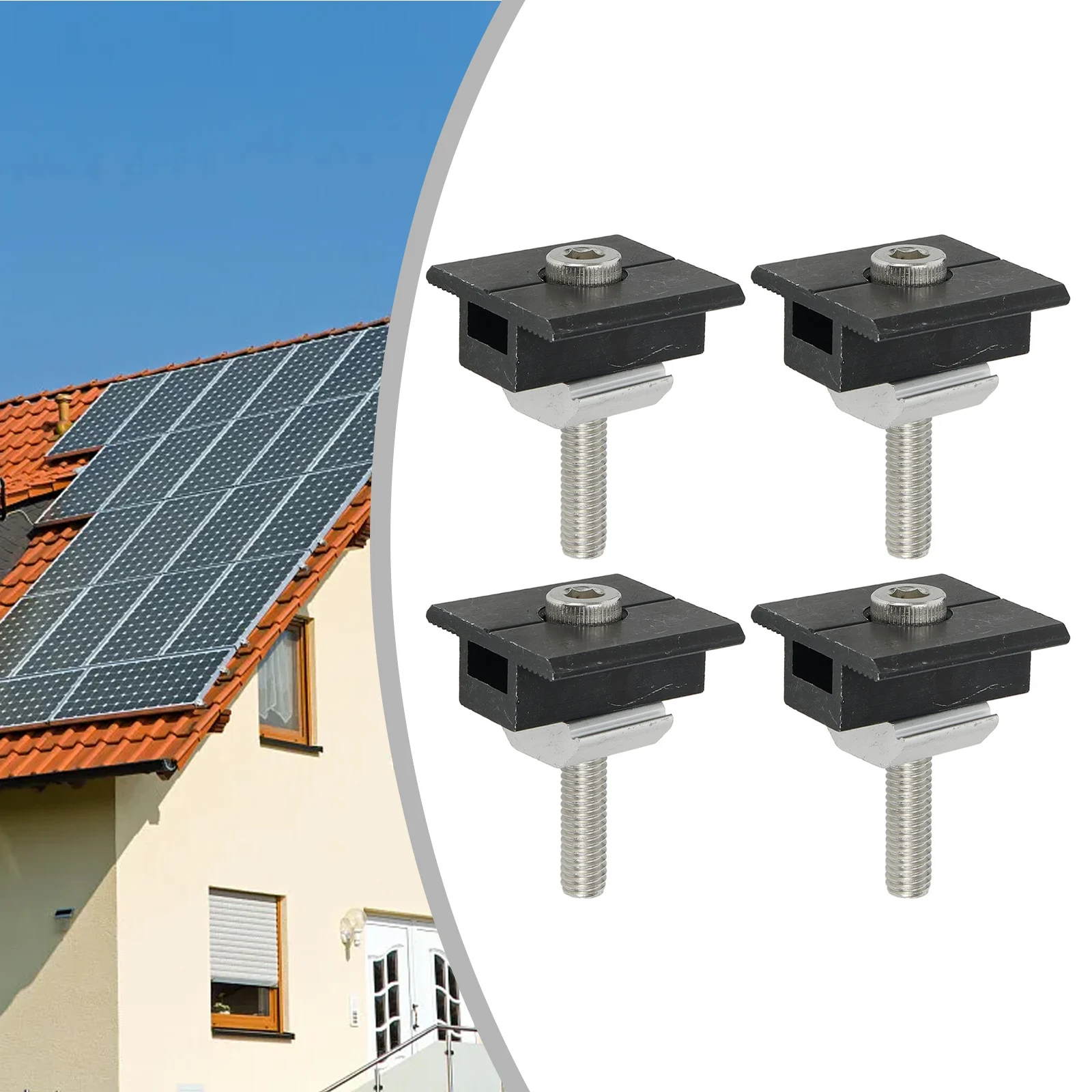 بما في ذلك ملحقات المسمار المشابك حالة الباردة أو الرطبة سبائك الألومنيوم الأسود للوحة طاقة شمسية 30-35 مللي متر متوسطة 4/10 قطعة