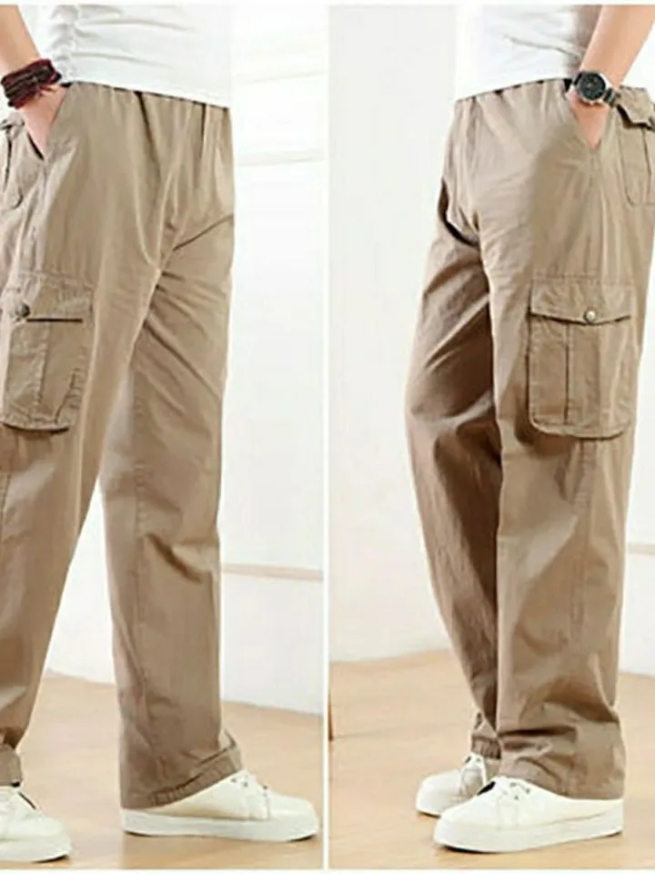 

Мужские повседневные прямые рабочие брюки Multi ket Свободный крой Faion Urban Sle Длинные брюки цвета хаки Всесезонное использование