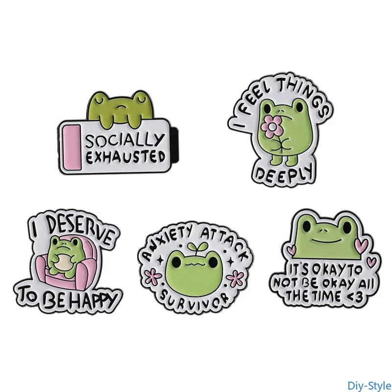 

Simple English Letters, Cute Little Frog Brooch, Creative Cartoon Pink Battery, Emotional Copy, Brooch Badge