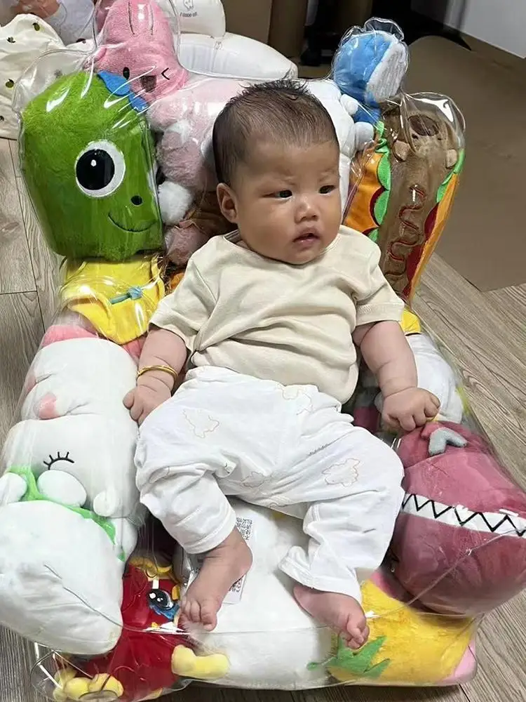 غطاء كرسي تخزين ألعاب قطيفة شفافة للأطفال مع سحاب سعة مقاومة للماء أكياس تخزين الدمى الكبيرة