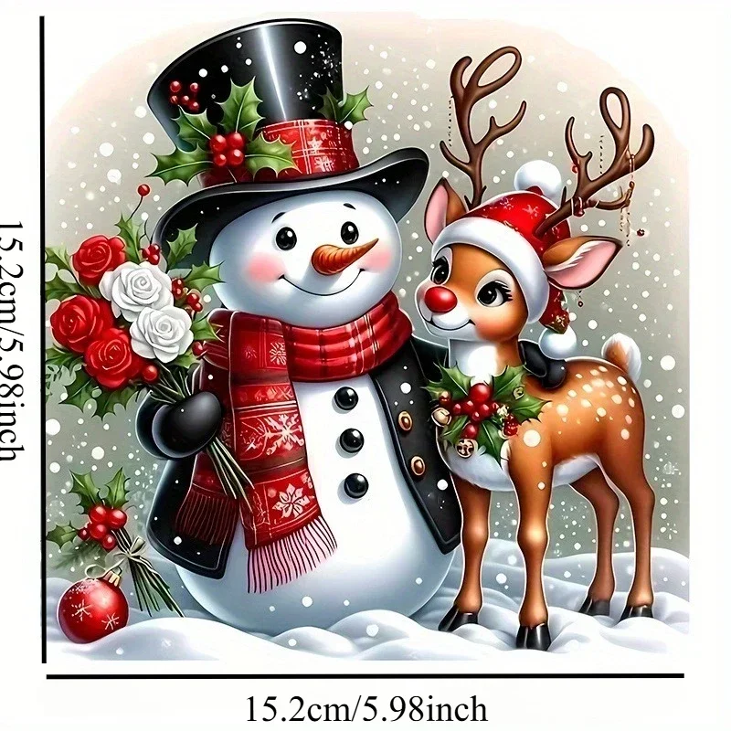 Snowman Deer AB Diamond Painting Kit Square Round Diamond 2D DIY Winter Landscape Mosaic Handmade Art Exquisite Gift Home Decor
