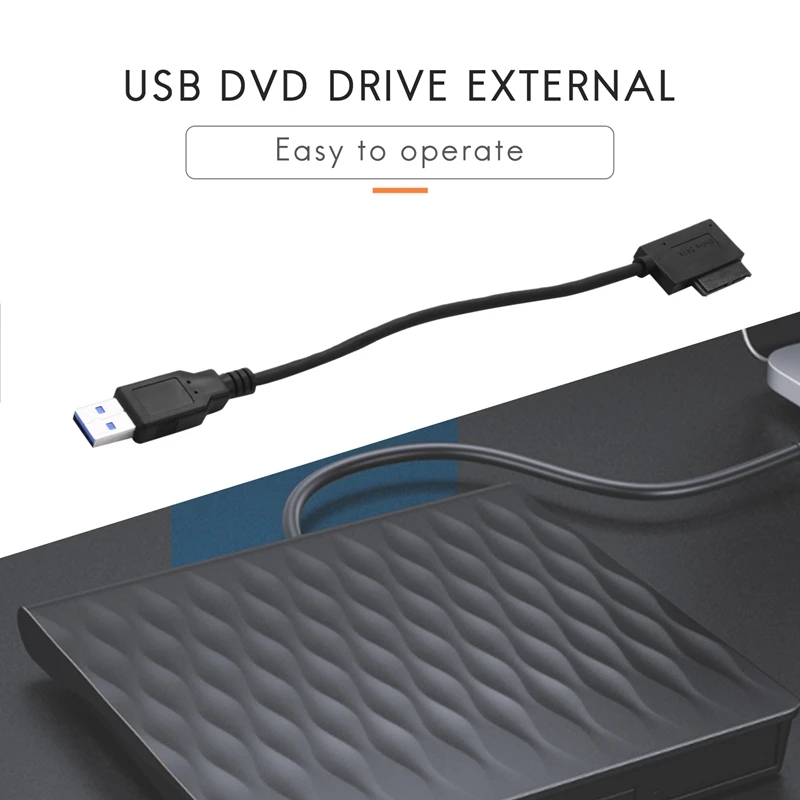 USB 3.0 To 7+6 13Pin Slimline SATA Laptop CD/DVD ROM Optical Drive Adapter Cable