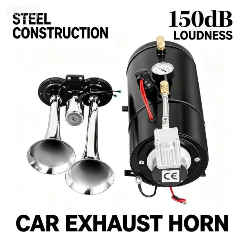 Modified Car Pipe Horn Set Durable Air Compressor Air Pump Air Flute Horn Auto Replacement Accessories