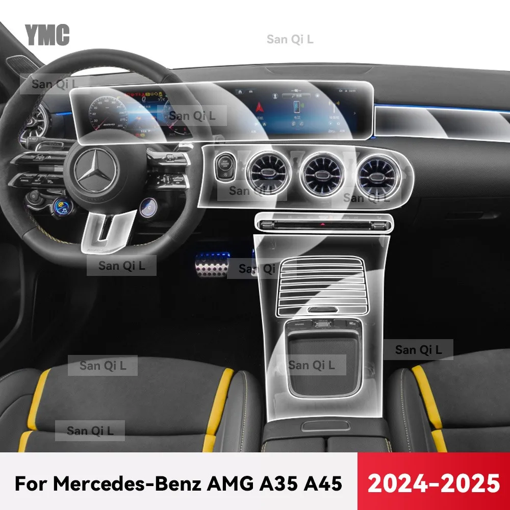 YMC For Mercedes Benz AMG A35 A45 2024 2025 TPU Car Navigation Screen Film Protective Sticker Anti-scratch Interior Accessories