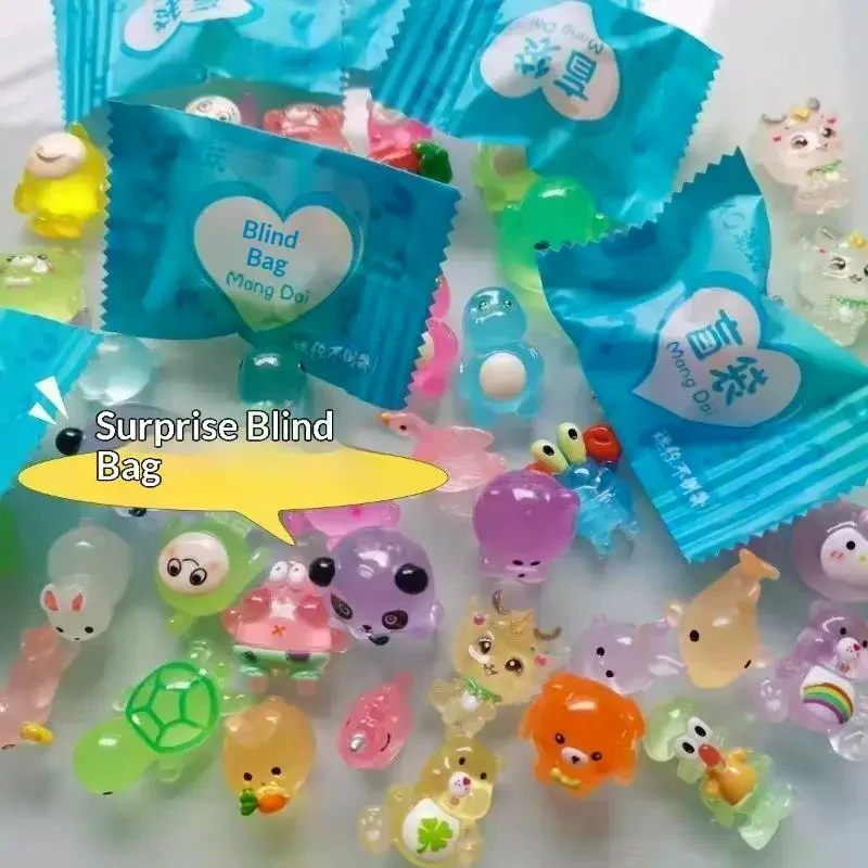 20pcs/Set Random Cartoon Blind Bag Glow-in-the-Dark Mini Animal Models Collectible Decoration Miniature Figurines Desk Toys Gift