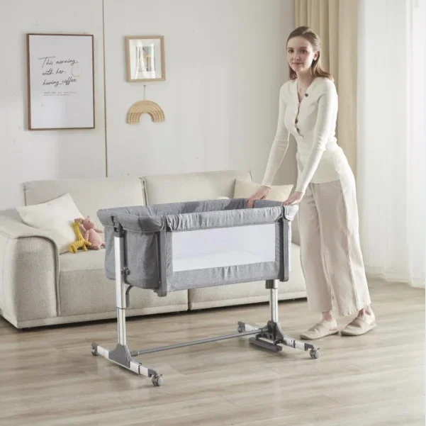 Baby Crib Babyside Travel Cot Baby Cradle Bed Co-sleeper Infant Bassinet for 0-3 Years Old