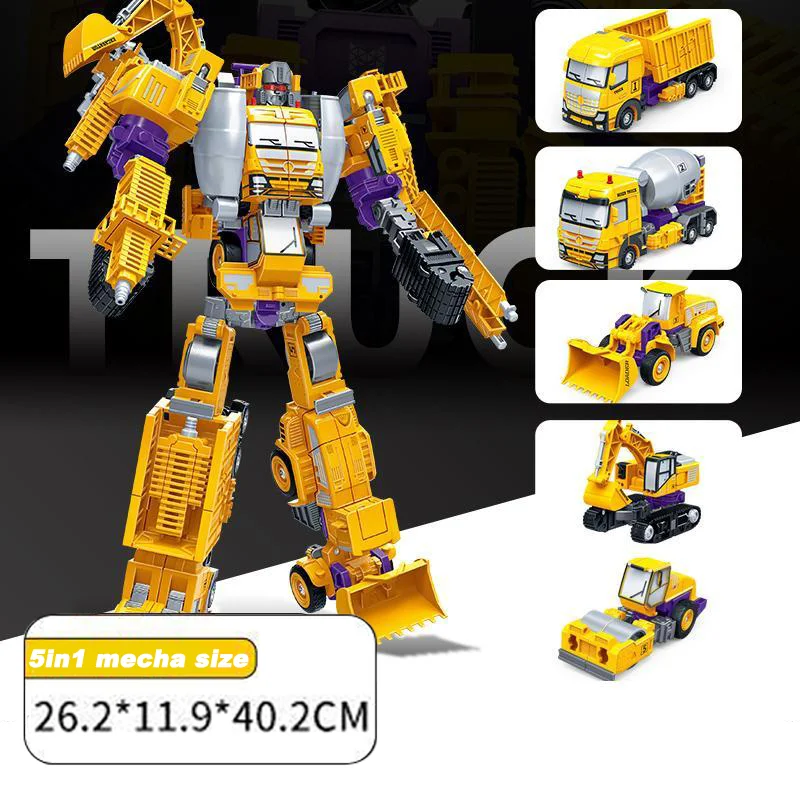 

5 in 1 Fire Truck Transformation Team Combined Figure Kids Transformation Robot Toy Plastic Model Edition Children's Gift