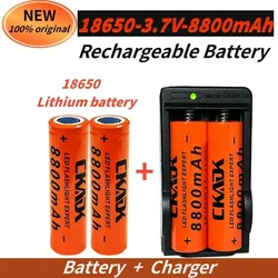 100% Original 18650 3.7V 8800mAh Rechargeable Lithium Battery with 10A Discharge, Suitable for 18650 Battery+charger