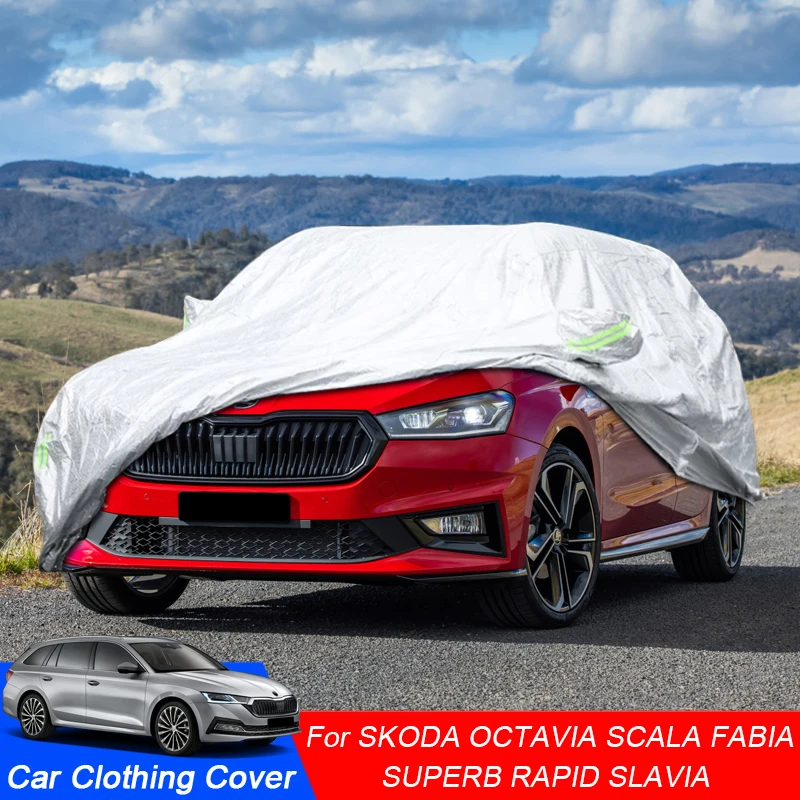 Car Cover Rain Snow Dust Waterproof Accessories For Skoda Fabia Octavia Rapid Scala Slavia Superb Combi Sedan Hatchback Wagon