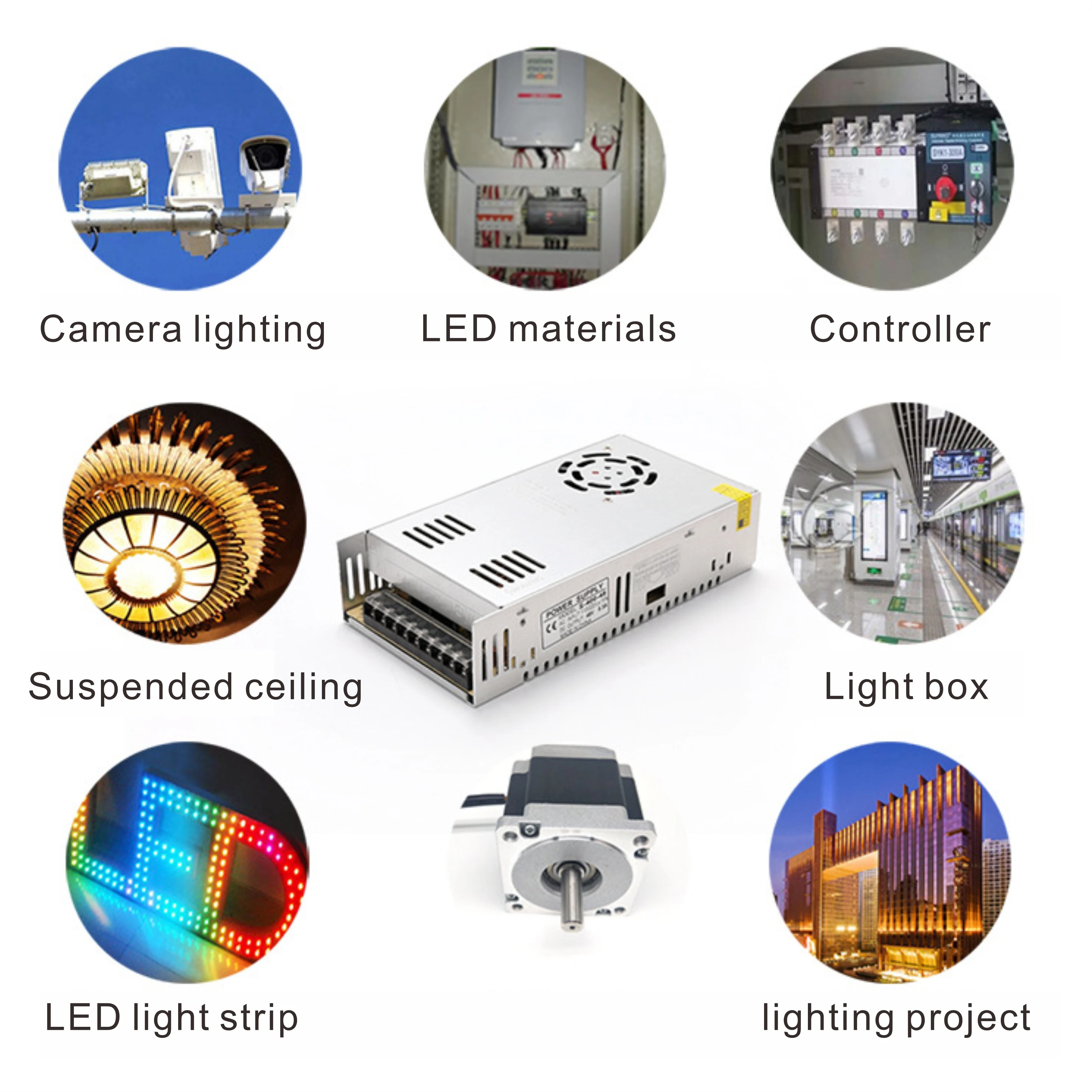 5 فولت إمدادات الطاقة LED محولات الإضاءة 50 واط 60 واط 200 واط 300 واط 400 واط 500 واط AC190-240V محول سائق لأضواء قطاع Led DC12V/24 فولت