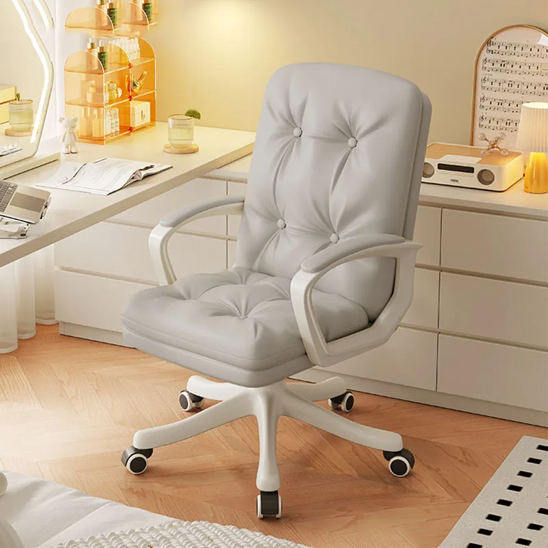 White Ergonomic Office Chair Study Nordic Vanity Makeup Floor Computer Chair Designer Modern Sillas De Espera Library Furniture