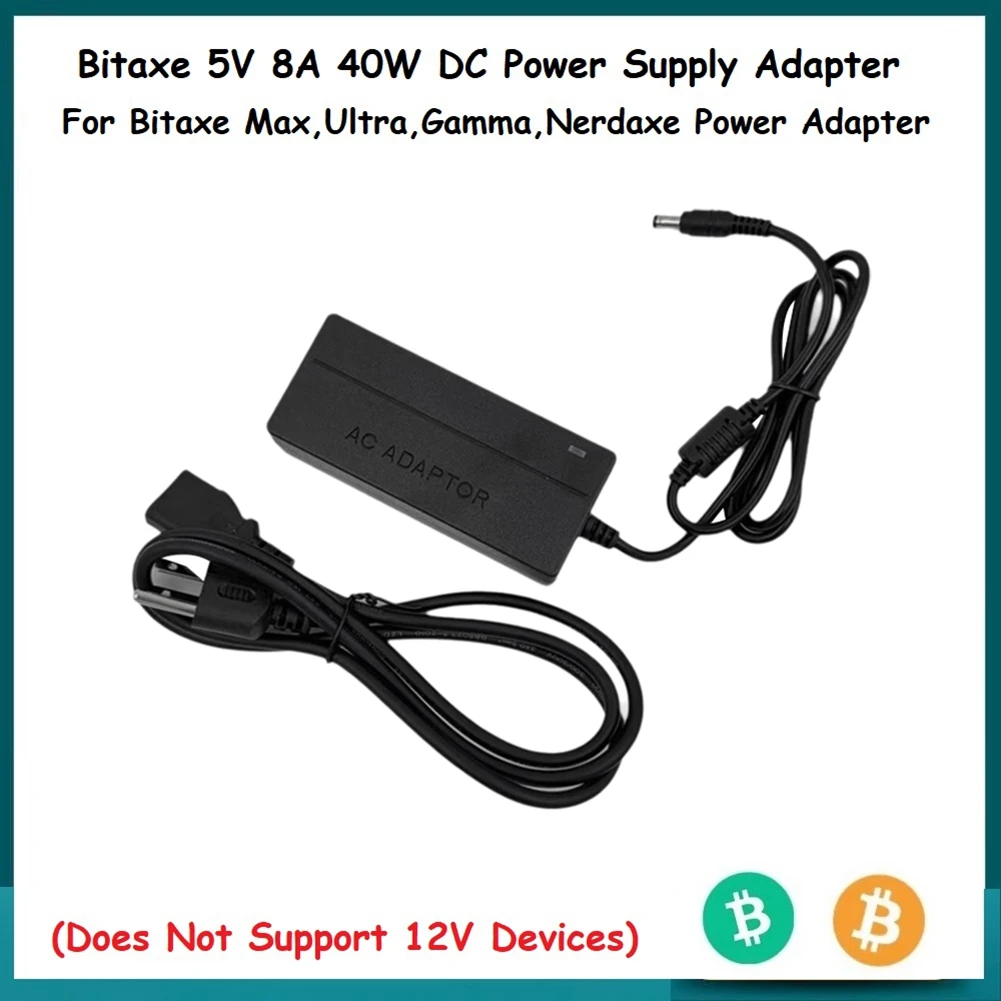 A18Z Bitaxe 5V 8A 40W DC Power Supply Adapter for Bitaxe Max,Ultra,Gamma,Nerdaxe Power Adapter US Plug
