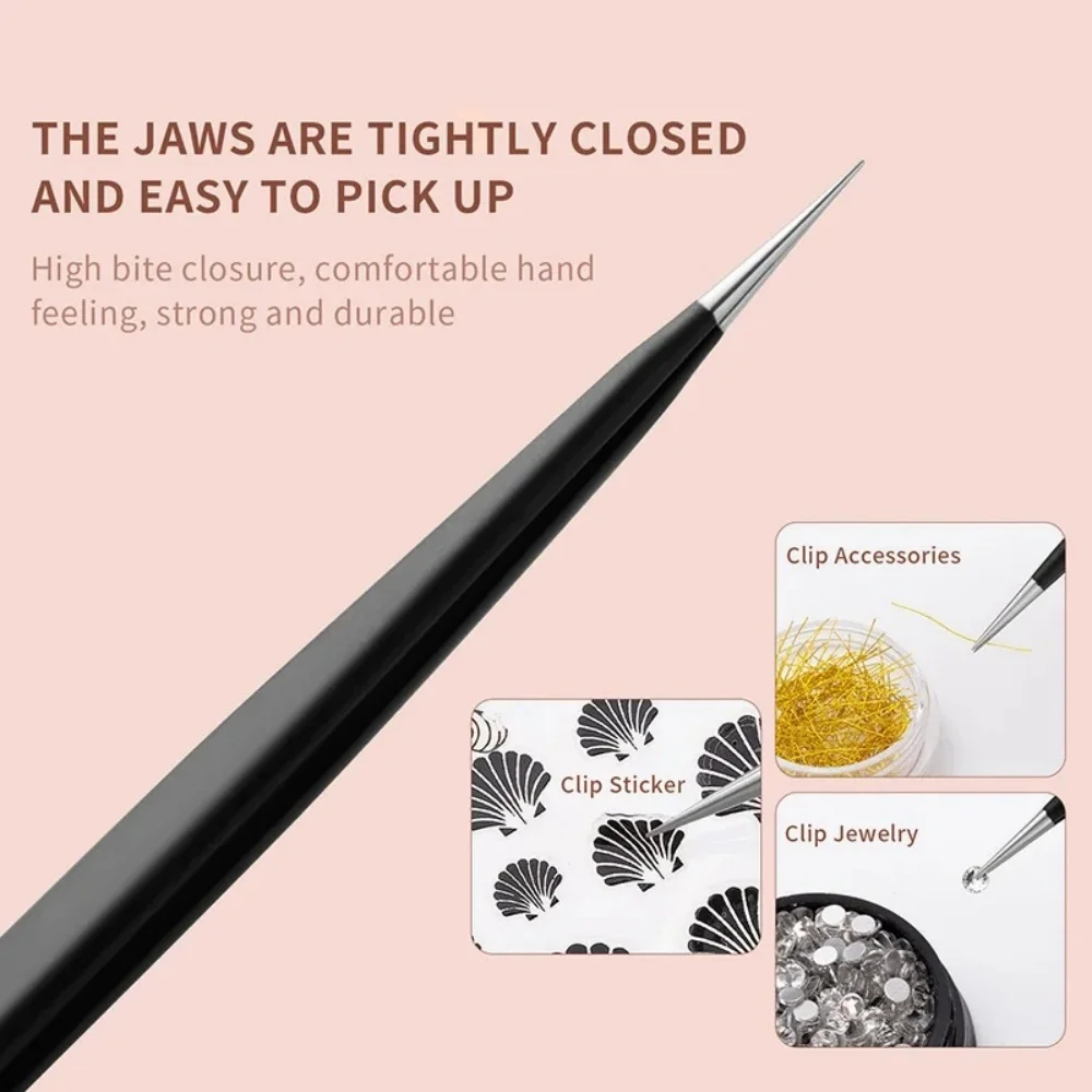 Hot Double Headed Tweezers Multi-Use Tweezers Silicone Pressing Head Nail Clipping Tool Take Sticker Tape Crystal Manicure Tools