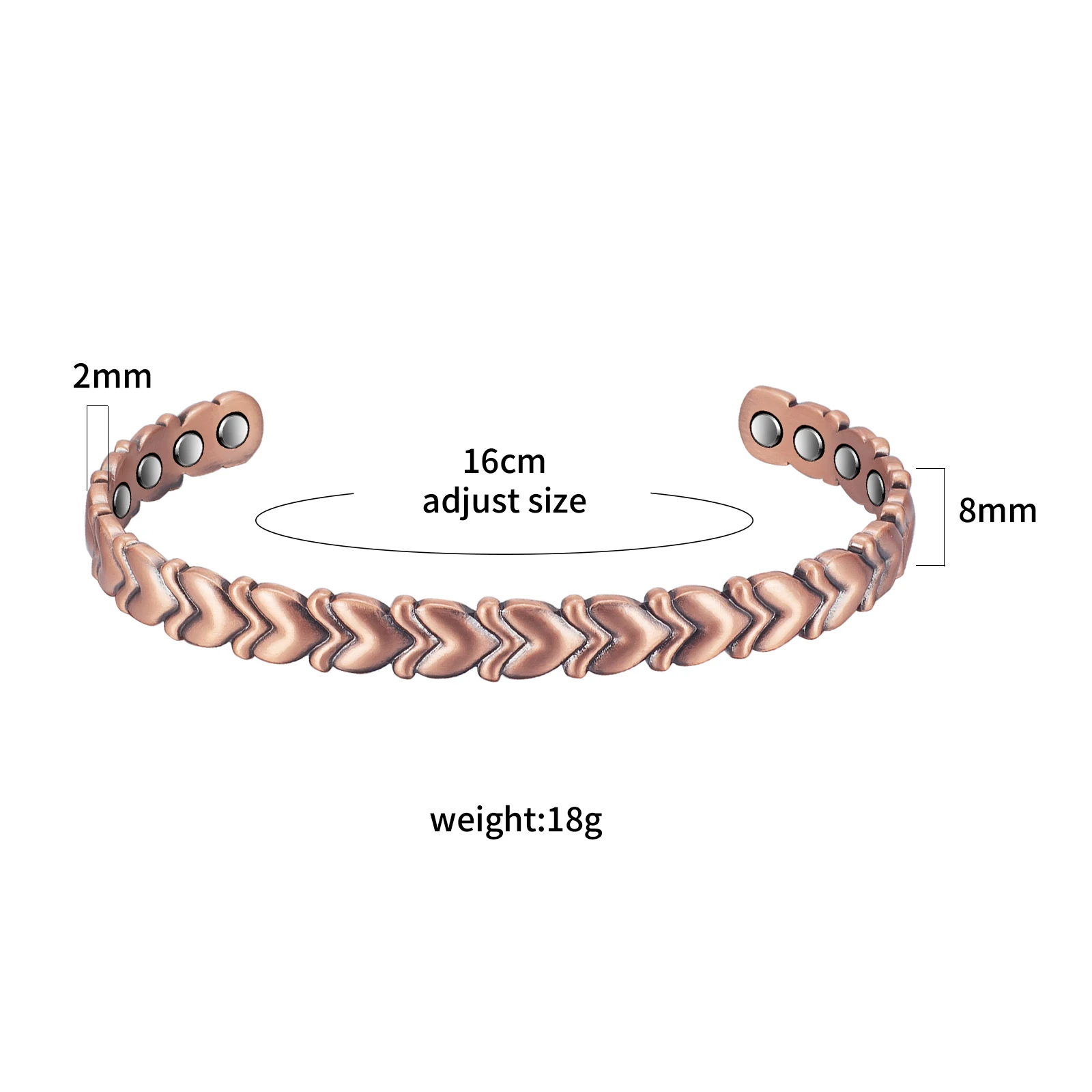 Wollet Copper Magnetic Bracelet for Women, Pure Copper Bracelets with Magnets Adjustable Jewelry Gift