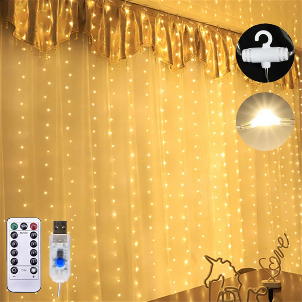 

3M 300 LED Curtain String Lights Christmas Decor Lights Bedroom Decoration Light Outdoor Home Wedding Party Curtain Garden Decor