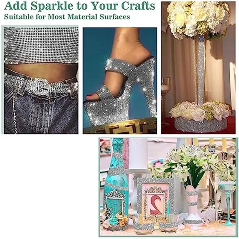 rhinestone ribbon self adhesive 4 Rolls Self Adhesive Rhinestone Strips, Rhinestone Ribbon Rhinestone Diamond