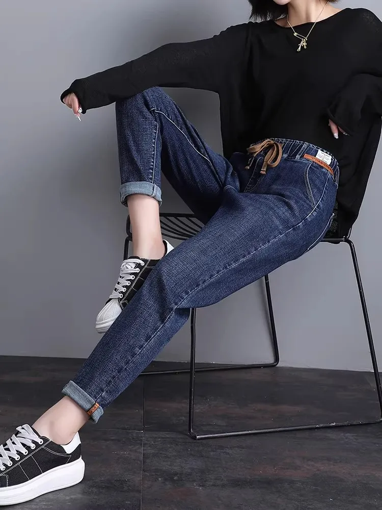 

High Waist Fce Lined Bell Bot Jeans Women's Winter Warm Elastic Casual High Waist Slimming Jeans Bell Bot Jeans