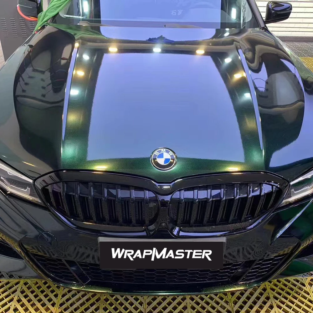 Wrapmaster 5M/10M/18M Metal Paint Super Gloss Metallic Midnight Green Vehicle Vinyl Wrap Material