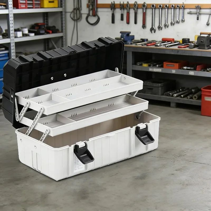 1pcs Portable Multi Layer Tool Box with Organizer Trays for Workshop Storage Three Layer  Multifunctional Large Folding