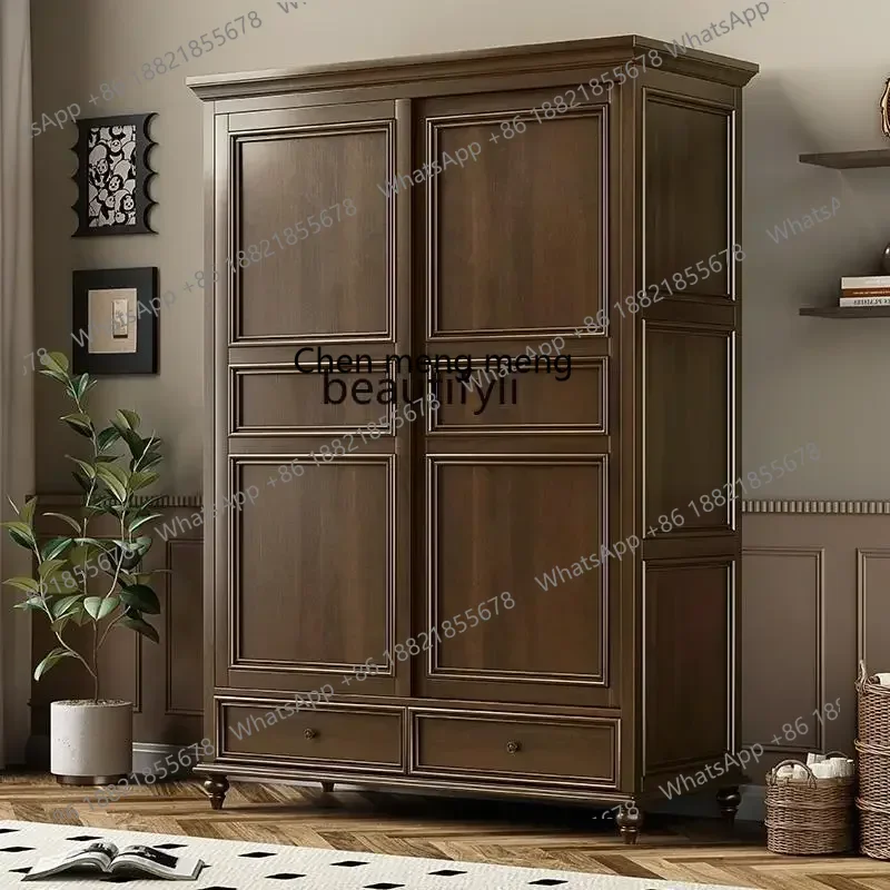 

SS ss7486 American all solid wood sliding door wardrobe small master bedroom removable wardrobe, white