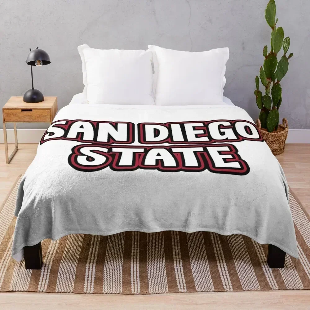 San Diego State Throw Blanket Shaggy Furry Soft Blanket for Bedroom Living Room