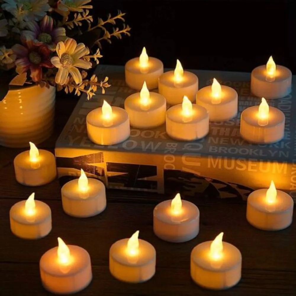 12PCS Flameless LED Tea Lights Candles Flickering Battery Operated Wedding UK