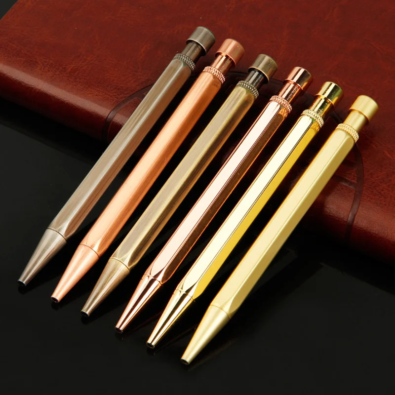 

2pcs High Grade Gel Pen Rotating Threaded Brass Ballpoint New Gifts Golden Copper Office School Stationery Precious Metal Pen