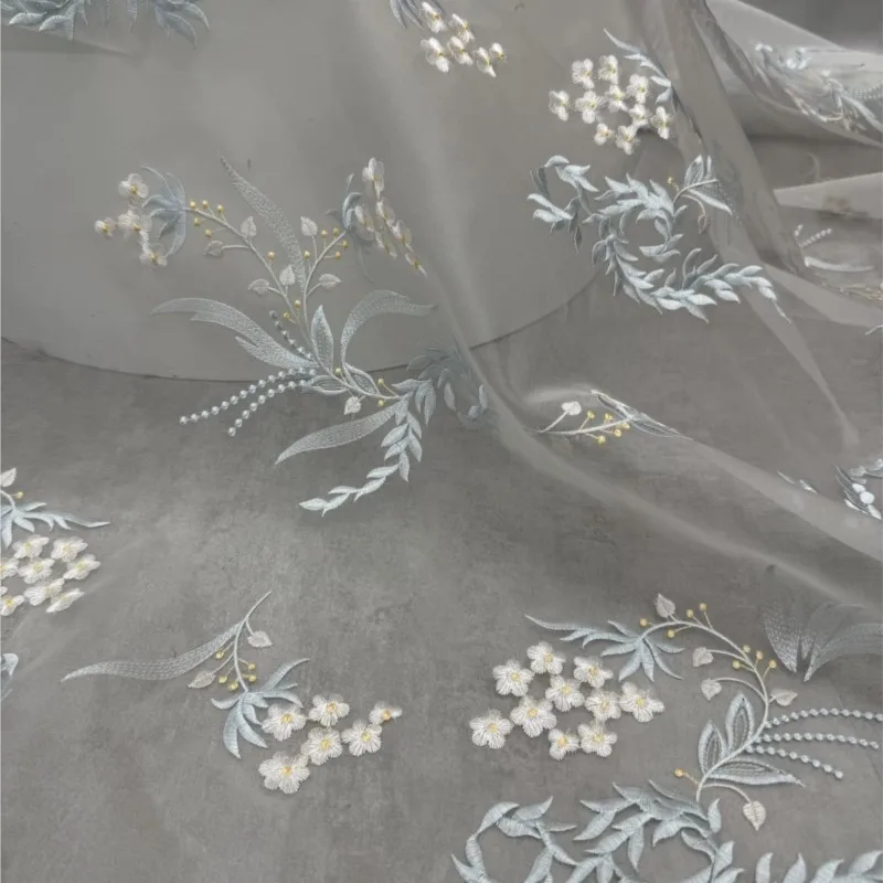 สินค้าใหม่รับซัมเมอร์ ผ้าไหมออร์แกนซ่าสําหรับงานหนัก ผ้าปักสไตล์จีน เสื้อผ้าป้องกันแสงแดด