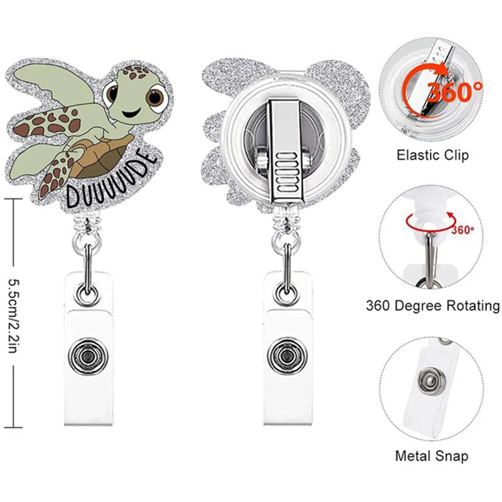 الكرتون الحيوان شارة بكرة قابل للسحب حامل شارة أكريليك بكرة ID كليب ديناصور كوالا التمساح كليب ل ممرضة مكتب طالب