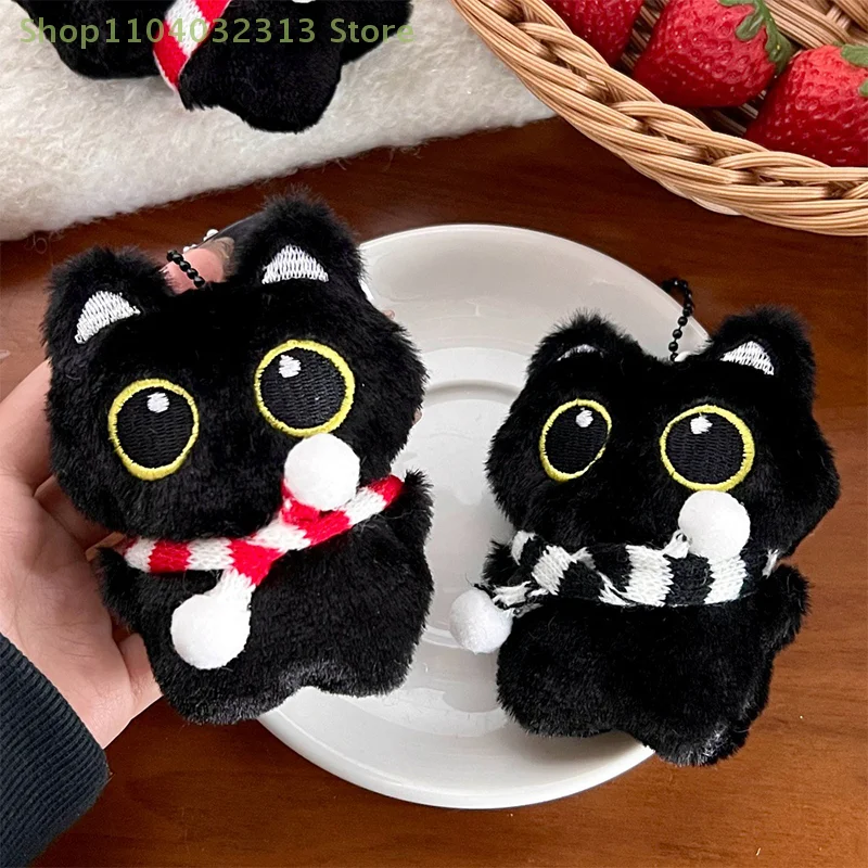 Kawaii هريرة دمية أفخم المفاتيح لينة محشوة حقيبة القط قلادة سيارة حلقة رئيسية سطح المكتب ديكور ظهره سحر هدية لمحبي القط