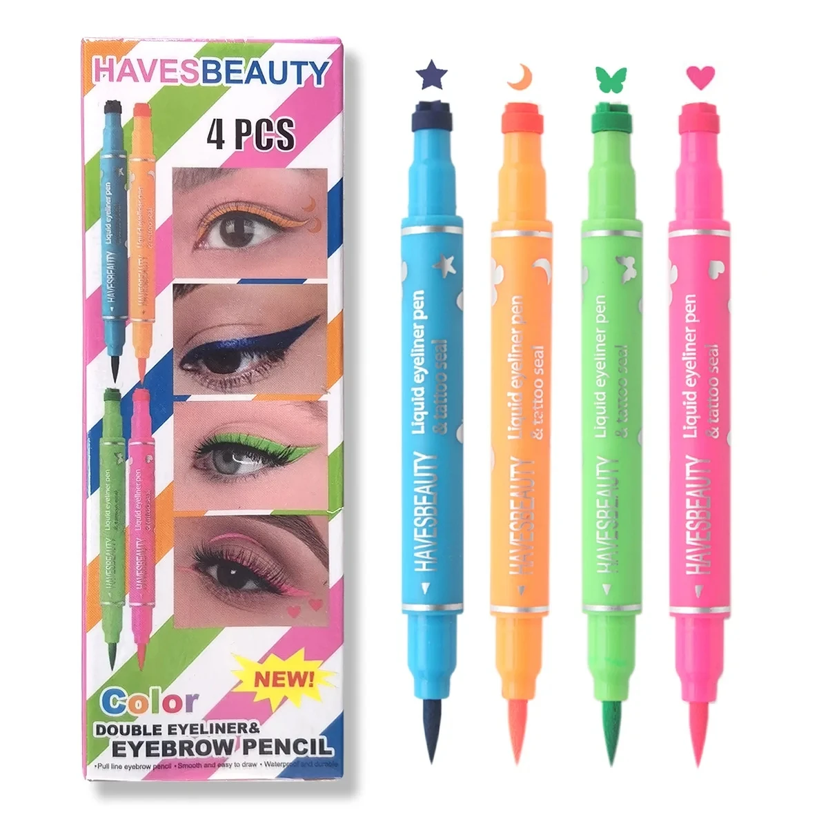 Dual-ended color eyeliner, pattern stamp, waterproof non-smudge, embellish the end of the eye eyeliner