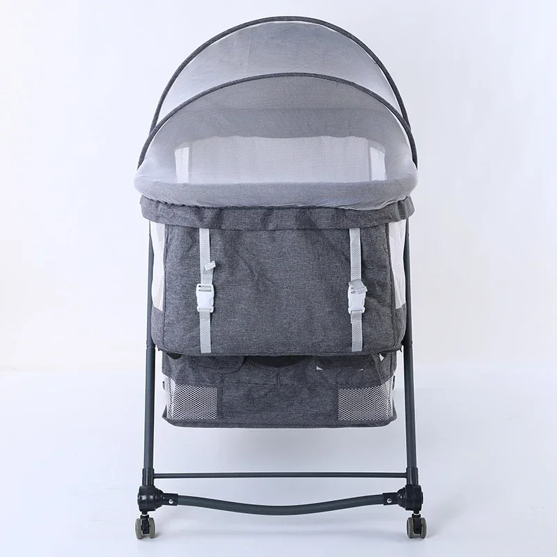 Foldable Baby Bed for New Born, Gray, Simple Crib, Stylish and Portable Accept OEM, Save Space 0 ~ 3 Year Old, 1PC