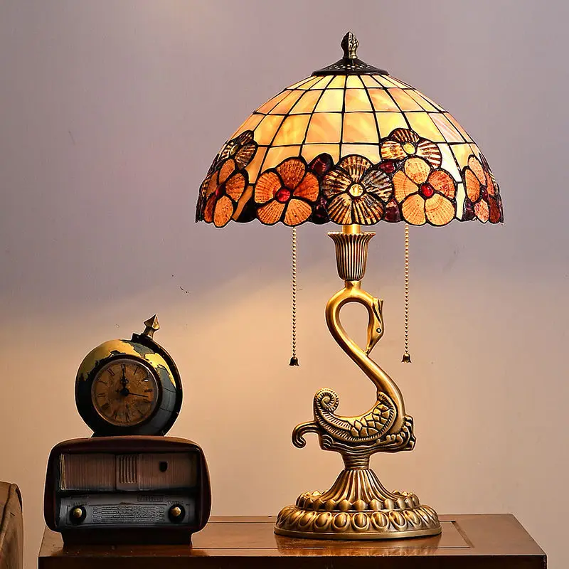 SOFEINA European Retro Brass Table Lamp LED Modern Creative Swan Copper Desk Light for Home Living Room Bedroom Decor