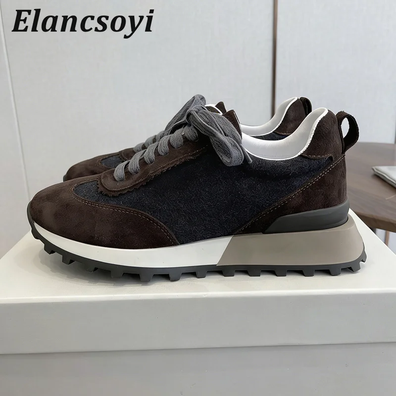 Sneakers Women Mixed Color Patchwork Lace Up Flat Shoes Spring Autumn Thick Bottom Casual Shoes Breathable Running Shoes 2026