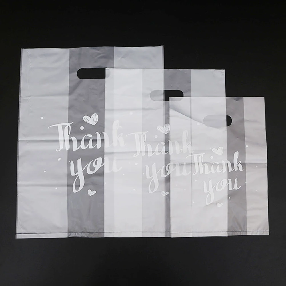 50 Pcs Thank You Plastic Gift Bag Plastic Shopping Bag with Handle Christmas Wedding Party Gift Bag Candy Cake Small-A68X