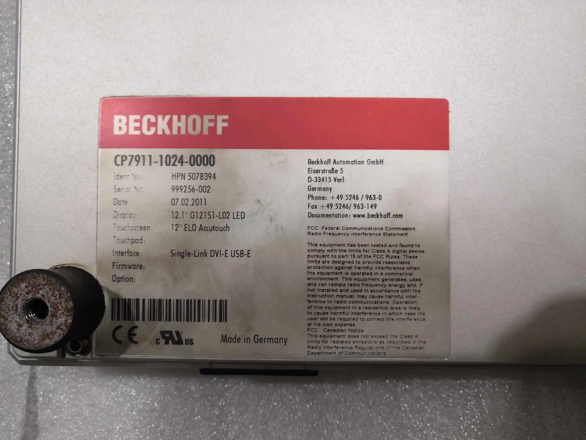 Beckhoffの操作パネル、CP7911-1024-0000