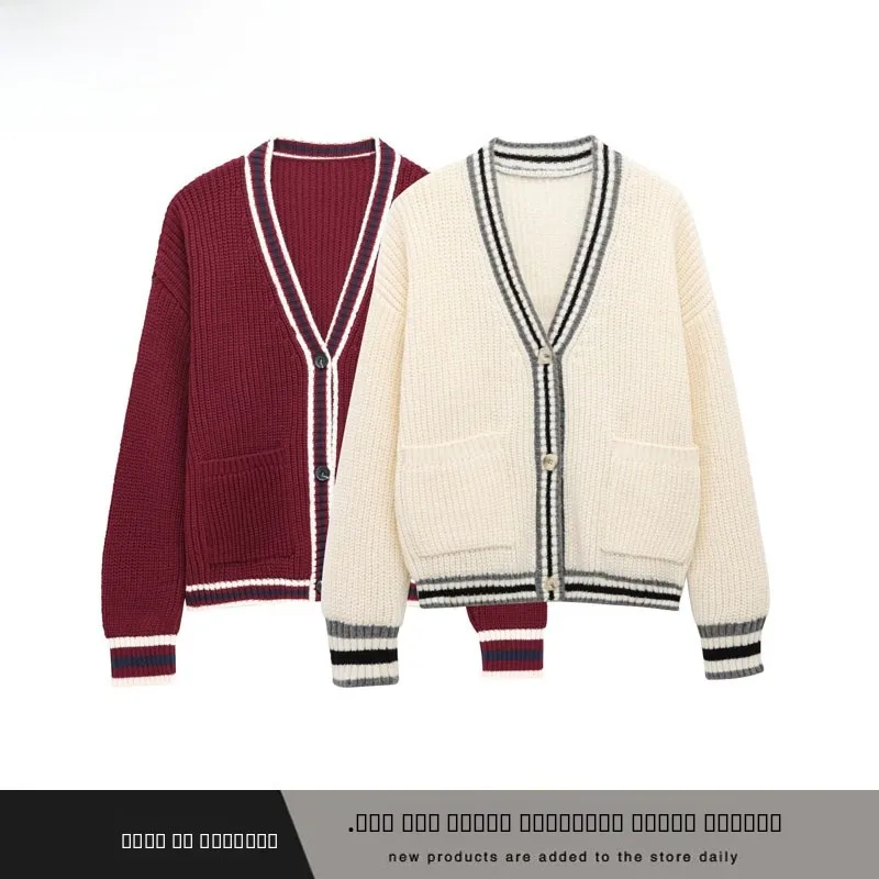 

Ele V-Ne Long Sve Knitted Coat for Women ZA New Sle Street Sle Loose Fit Polyester Fiber Warmth Comfortable